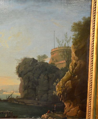 Antiquités - Port landscape - Workshop of Charles François Lacroix of Marseille (1700 - 1782)